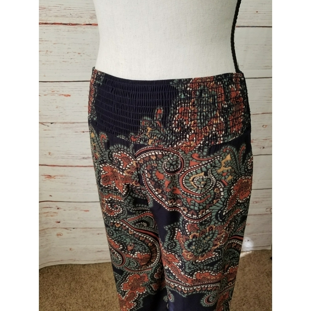 JOY HAN // high waist silky paisley wide leg pants - Picture 2 of 16